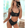 Image of 2020 New Sexy High Waist Bikini Swimsuit Women Swimwear Bandeau Push Up Bikini Set Buckle Bathing Suit Beach Wear Swimming Suit