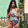Image of 2020 New Sexy Off The Shoulder Solid Swimwear Women One Piece Swimsuit Female Bathing Suit Ruffle Monokini Swim Wear XL