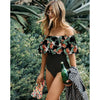Image of 2020 New Sexy Off The Shoulder Solid Swimwear Women One Piece Swimsuit Female Bathing Suit Ruffle Monokini Swim Wear XL