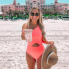 Image of 2020 Print Floral One Piece Swimsuit Women Padded Swimwear Bandage Cut Out Mnokini Bathing Suit Plus Size Swimwear XXXL