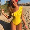 Image of 2020 Print Floral One Piece Swimsuit Women Padded Swimwear Bandage Cut Out Mnokini Bathing Suit Plus Size Swimwear XXXL