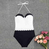Image of 2020 Sexy Backless Retro V Neck Print Push Up Padded High Waist Swimwear one piece swimsuit Beachwear Sunbathing Monokini