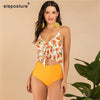 Image of 2020 Sexy High Waist Bikini Swimwear Women Ruffle Swimsuit Vintage Retro Bikini Set Plus Size Bathing Suits Summer Beachwear XXL
