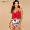Image of 2020 Sexy High Waist Bikini Swimwear Women Ruffle Swimsuit Vintage Retro Bikini Set Plus Size Bathing Suits Summer Beachwear XXL