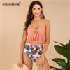 Image of 2020 Sexy High Waist Bikini Swimwear Women Ruffle Swimsuit Vintage Retro Bikini Set Plus Size Bathing Suits Summer Beachwear XXL