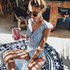 Image of 2020 Sexy One Piece Swimsuit Female Swimwear Women V Neck Bathing suit Striped Beach wear Ruffled Bodysuit High Waist Monokini