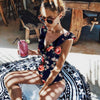 Image of 2020 Sexy One Piece Swimsuit Female Swimwear Women V Neck Bathing suit Striped Beach wear Ruffled Bodysuit High Waist Monokini
