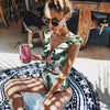 Image of 2020 Sexy One Piece Swimsuit Female Swimwear Women V Neck Bathing suit Striped Beach wear Ruffled Bodysuit High Waist Monokini