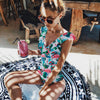 Image of 2020 Sexy One Piece Swimsuit Female Swimwear Women V Neck Bathing suit Striped Beach wear Ruffled Bodysuit High Waist Monokini