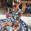Image of 2020 Sexy One Piece Swimsuit Female Swimwear Women V Neck Bathing suit Striped Beach wear Ruffled Bodysuit High Waist Monokini