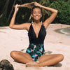 Image of 2020 Sexy Print Swimwear Women Swimsuit Backless One Piece Swimsuit Bandage Beachwear Ruffle Bathing Suit Swim Monokini