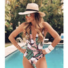 Image of 2020 Sexy Print Swimwear Women Swimsuit Backless One Piece Swimsuit Bandage Beachwear Ruffle Bathing Suit Swim Monokini