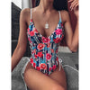 Image of 2020 Sexy Print Swimwear Women Swimsuit Backless One Piece Swimsuit Bandage Beachwear Ruffle Bathing Suit Swim Monokini