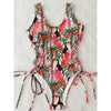 Image of 2020 Sexy Print Swimwear Women Swimsuit Backless One Piece Swimsuit Bandage Beachwear Ruffle Bathing Suit Swim Monokini