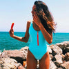 Image of 2020 Striped Swimwear One Piece Swimsuit Women Backless Monokini Swimsuit Sport Bodysuit Beach Bathing Suit Swim Red White