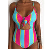 Image of 2020 Striped Swimwear One Piece Swimsuit Women Backless Monokini Swimsuit Sport Bodysuit Beach Bathing Suit Swim Red White