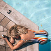 Image of 2020 Striped Swimwear One Piece Swimsuit Women Backless Monokini Swimsuit Sport Bodysuit Beach Bathing Suit Swim Red White