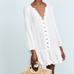 2020 Tunics for Beach Women Swimsuit Cover-ups Woman Swimwear Beach Cover up Beachwear Pareo Beach Dress Saida de Praia #Q556