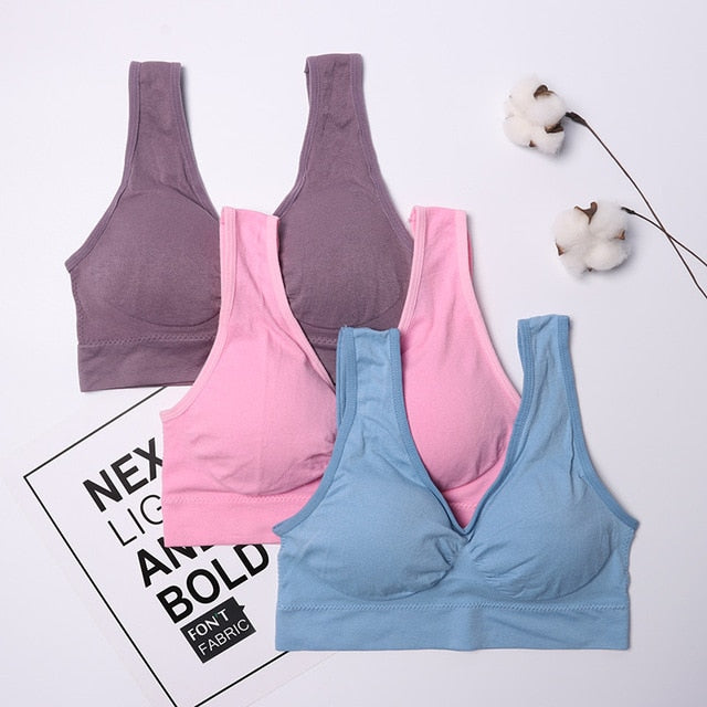 3pcs/set Sexy Bra with Pads Seamless Push Up Plus Size XXXL Underwear Wireless Comfortable Active Bra 2019