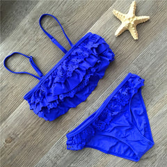 7-16years Children Swimwear Falbala Girls Swimwear Baby Kids Biquini Infantil Swimsuit Bikini Girl 2020 New Summer Bathing Suit