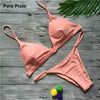 Image of 9 Colors Solid Bikini Set 2019 Sexy Push Up Swimwear Women Brazilian Swimsuit Low Waist Biquini Halter Two Pieces Bathing Suit