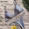 Image of 9 Colors Solid Bikini Set 2019 Sexy Push Up Swimwear Women Brazilian Swimsuit Low Waist Biquini Halter Two Pieces Bathing Suit