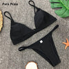 Image of 9 Colors Solid Bikini Set 2019 Sexy Push Up Swimwear Women Brazilian Swimsuit Low Waist Biquini Halter Two Pieces Bathing Suit