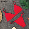 Image of 9 Colors Solid Bikini Set 2019 Sexy Push Up Swimwear Women Brazilian Swimsuit Low Waist Biquini Halter Two Pieces Bathing Suit