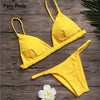 Image of 9 Colors Solid Bikini Set 2019 Sexy Push Up Swimwear Women Brazilian Swimsuit Low Waist Biquini Halter Two Pieces Bathing Suit