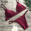 Image of 9 Colors Solid Bikini Set 2019 Sexy Push Up Swimwear Women Brazilian Swimsuit Low Waist Biquini Halter Two Pieces Bathing Suit