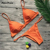 Image of 9 Colors Solid Bikini Set 2019 Sexy Push Up Swimwear Women Brazilian Swimsuit Low Waist Biquini Halter Two Pieces Bathing Suit