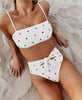 Image of AIUJXK New Fashion Heart Print Bandage Biquini Women Sexy Underwear Bra Set Ladies High Waist Lingerie Pink 2 Piece Swimsuit