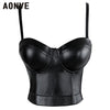 Image of AONVE Women Steampunk Corset Bra Tops Leather PU Bralette Push up Bras for Women Waist Trainer Slimming Underwear Short Top