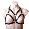Image of Adult womens erotic lingerie bra clear open cup bra maid bandage chain bralette shelf bra sexy clothes strappy hot leather bra