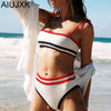 Image of Aiujxk 2019 New Summer Swimming Suit Women Sexy Lingerie Set Biquini High Waist Striped 2 Piece Swimsuit Female Bra And Panty
