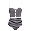 Image of Andzhelika Sexy White Striped Bandeau One Piece Swimsuit Women Push Up Bodysuit 2020 Summer Swimsuit Beach Bathing Suit Swimwear