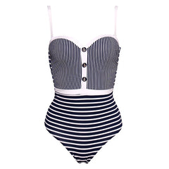 Andzhelika Sexy White Striped Bandeau One Piece Swimsuit Women Push Up Bodysuit 2020 Summer Swimsuit Beach Bathing Suit Swimwear