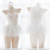 Image of Angel Ballet Flower Marriage Women Wedding Babydolll Lingerie Lace Intimates Sexy Erotic Underwear Net Yarn Ultra-short Dress