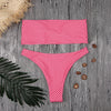 Image of Ariel Sarah 2019 Striped Bikinis Women Sexy Solid Bandeau Biquini Bathing Suit Seamless Swimsuit Thong Swimwear Micro Bikini