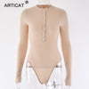 Image of Articat Ribbed Knitted Sexy Bodycon Bodysuit Women Autumn Long Sleeve Slim Rompers Womens Jumpsuit Casual Skinny Party Overalls