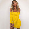 Image of Articat Women Autumn Winter Bandage Dress Women 2019 Sexy Off Shoulder Long Sleeve Slim Elastic Bodycon Party Dresses Vestidos