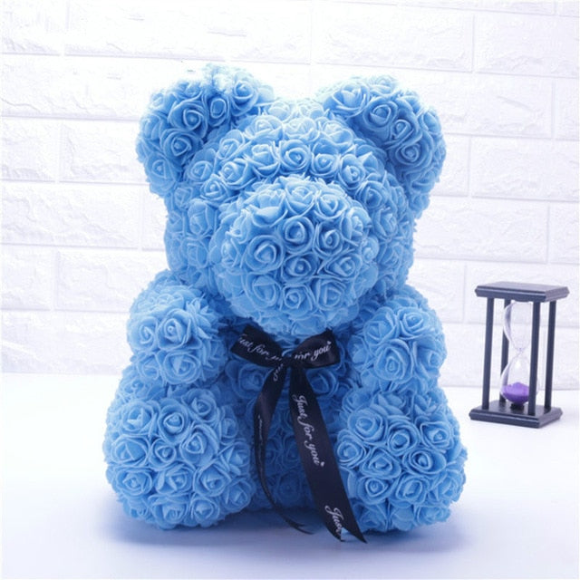 Artificial Flowers Rose Bear Multicolor Plastic Foam Rose Teddy Bear Girlfriend Valentines Day Gift Birthday Party Decoration