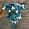 Image of Ashgaily Black Lace Flounce Off Shoulder Swimsuit Women Sexy Bodysuit Monokini Swimwear Ruffle One Piece Swimsuit Bathing Suit