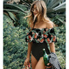 Image of Ashgaily Black Lace Flounce Off Shoulder Swimsuit Women Sexy Bodysuit Monokini Swimwear Ruffle One Piece Swimsuit Bathing Suit