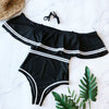 Image of Ashgaily Black Lace Flounce Off Shoulder Swimsuit Women Sexy Bodysuit Monokini Swimwear Ruffle One Piece Swimsuit Bathing Suit