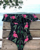 Image of Ashgaily Black Lace Flounce Off Shoulder Swimsuit Women Sexy Bodysuit Monokini Swimwear Ruffle One Piece Swimsuit Bathing Suit