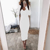 Image of Autumn Knitted Bodycon Maxi Dress Casual Sexy V Neck Long Sleeve Women Elegant Winter Slim Fashion Long Dresses Thin Dress 2019