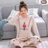 Image of Autumn Winter Cotton Print Women's Pajamas Round Neck Long Sleeve Top Long Pant Pajamas Set Woman Sleepwear Girls Pyjamas Women