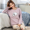 Image of Autumn Winter Cotton Print Women's Pajamas Round Neck Long Sleeve Top Long Pant Pajamas Set Woman Sleepwear Girls Pyjamas Women