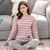 Image of Autumn Winter Cotton Print Women's Pajamas Round Neck Long Sleeve Top Long Pant Pajamas Set Woman Sleepwear Girls Pyjamas Women